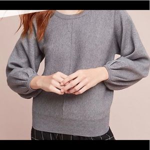 Anthropologie Gray Balloon Sleeve Sweater